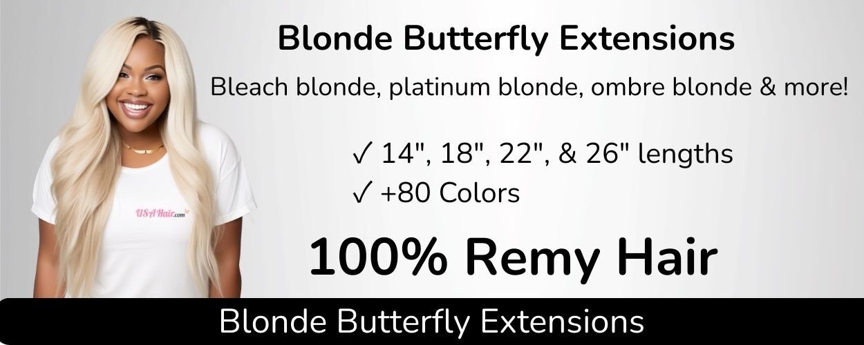 Blonde v-light hair extensions