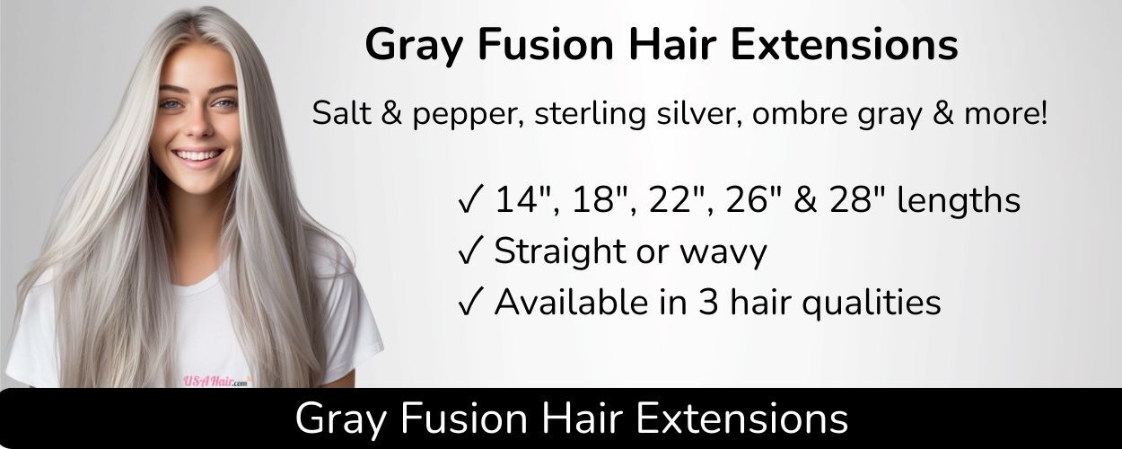 Gray fusion hair extensions