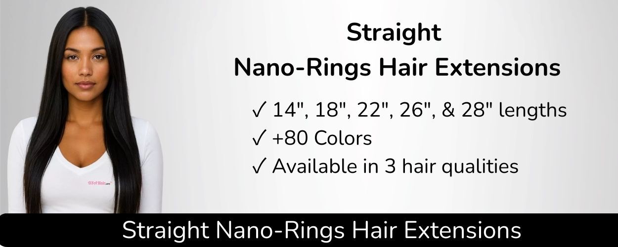 Straight nano-rings hair extensions