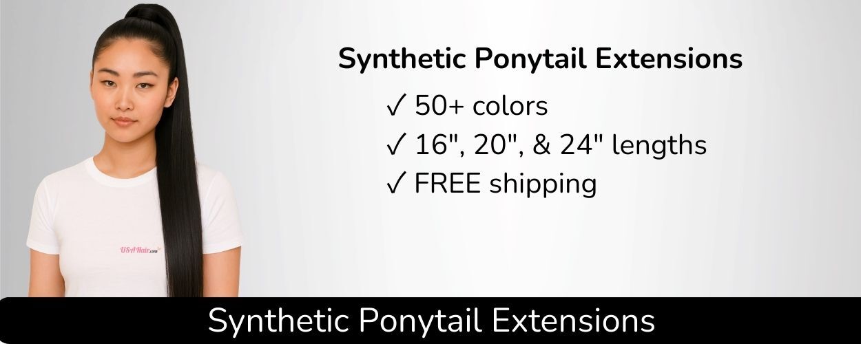 Synthetic hair ponytail hair extensions