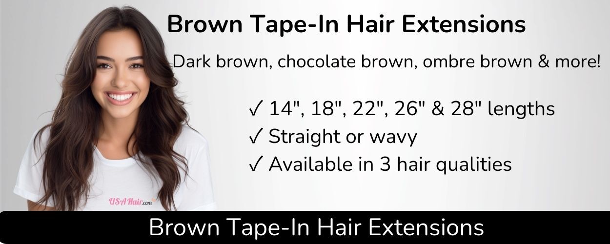 Brown tape-in hair extensions