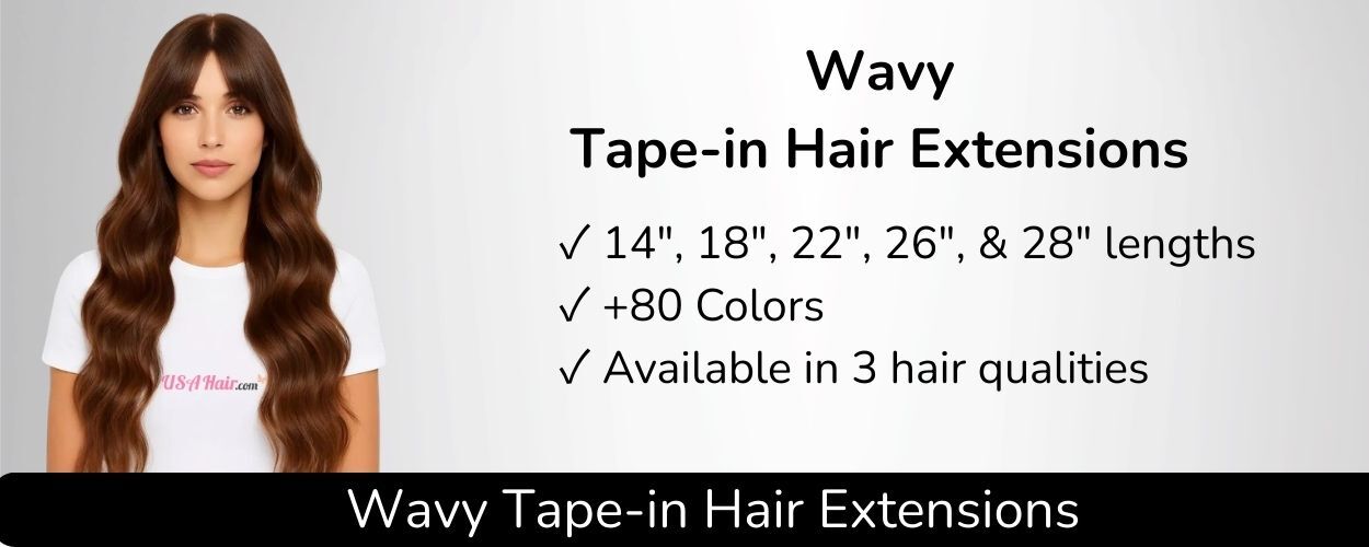 Wavy tape-in hair extensions