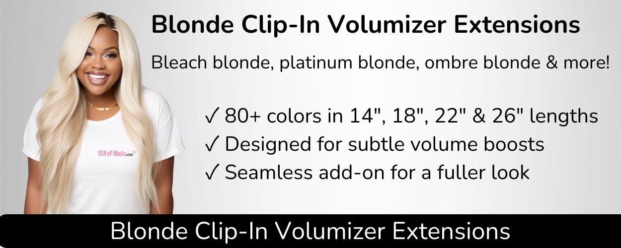 Blonde clip-in volumizer hair extensions