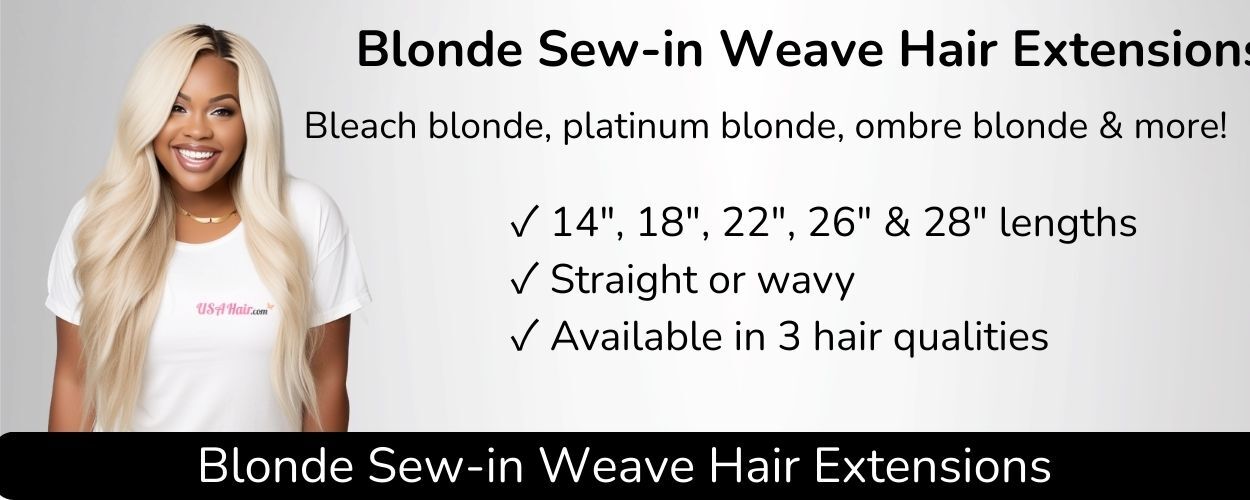 Blonde sew-in weave hair extensions