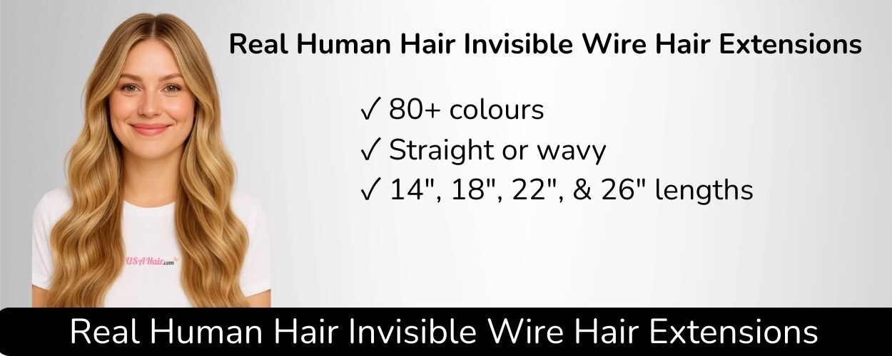 Human hair invisible wire hair extensions