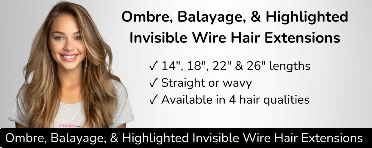 Ombre invisible wire hair extensions