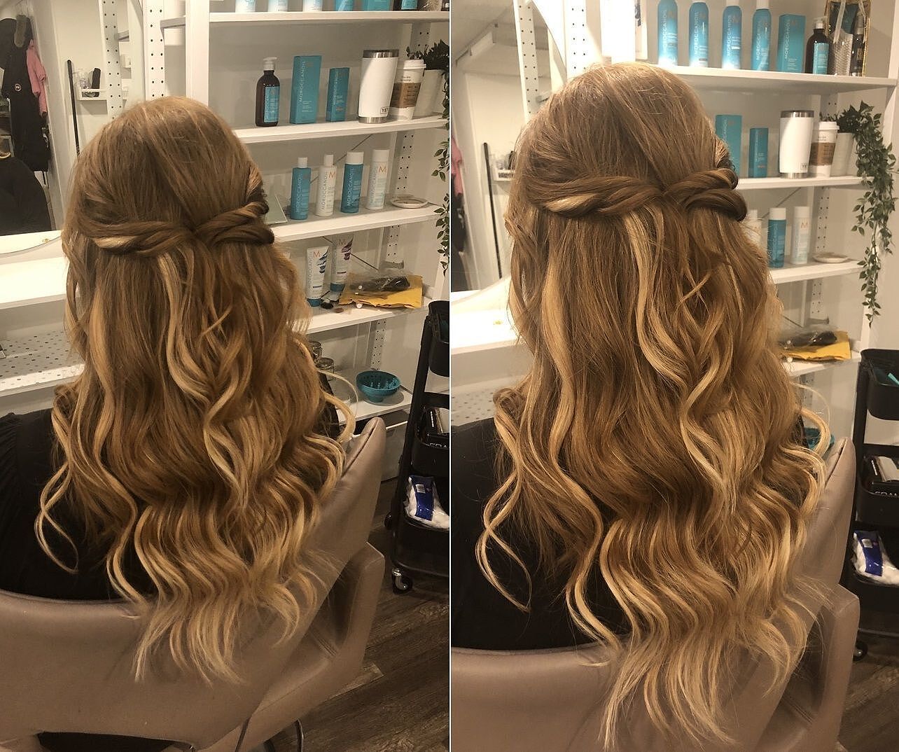 Customer wearing honey brown & ash blonde #12/24 hair extensions