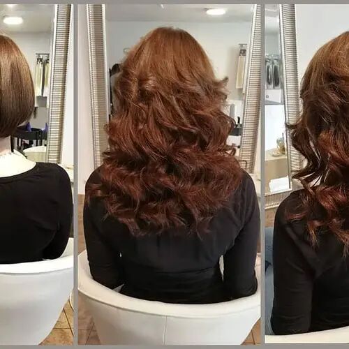 Customer wearing color #33 hair extensions