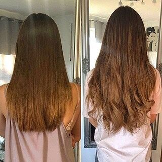 Customer wearing chestnut brown #6 hair extensions