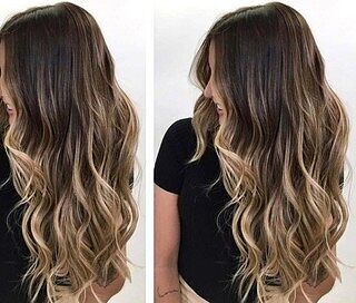 Customer wearing ombre balayage hair extensions